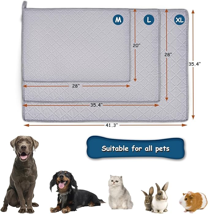 Washable Dog Pee Pads 2 Pack 35.4" x 28" Reusable 4-Layer Construction 100% Leakage