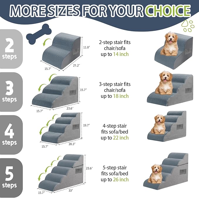 Dog Stairs for High Beds 3-Step dog 15.7" H 16-20 inches 3 Tiers