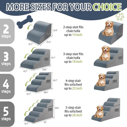 Dog Stairs for High Beds 3-Step dog 15.7" H 16-20 inches 3 Tiers