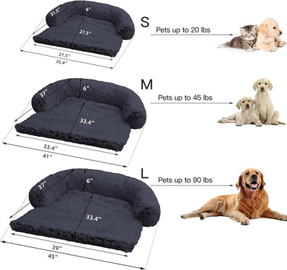 Calming Dog Bed Fluffy Plush Dog Mat for Furniture Protector with Removable Washable Cover for Large Medium Small Dogs and Cats (Small(35x31x5)