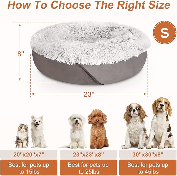 JOEJOY Calming Dog Bed for Small Dogs (23", Grey)