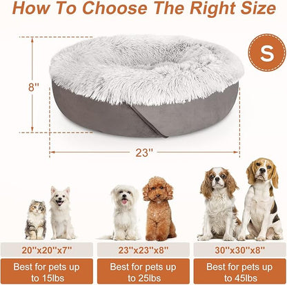 JOEJOY Calming Dog Bed for Small Dogs (23", Grey)