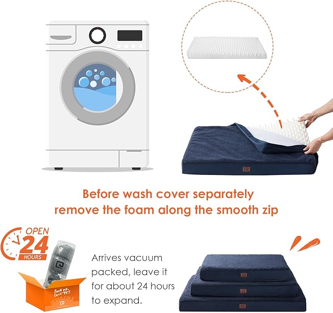 EHEYCIGA Orthopedic Dog Beds for Large Dogs with Removable Washable Cover for Crate 35x23