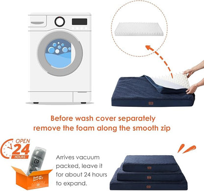 EHEYCIGA Orthopedic Dog Beds for Large Dogs with Removable Washable Cover for Crate 35x23