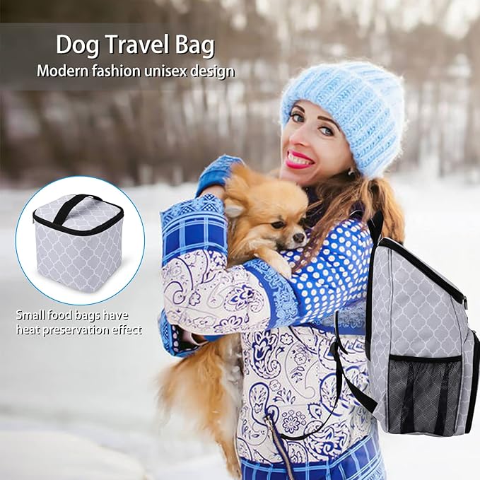 BAGLHER丨Dog Travel Bag, Airline Approved Pet Supplies Backpack, Dog Travel Backpack with 2 Silicone Collapsible Bowls and 2 Food Baskets