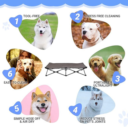 KingCamp Foldable Raised Dog Bed 27.6 in 12.2 in 5.7 in 110 lbs