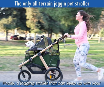 HPZ Pet Rover Run Performance Jogging Sports Stroller with Comfort Rubber Wheels/Zipper-Less Entry/1-Hand Quick Fold/Aluminum Frame for Small/Medium Dogs