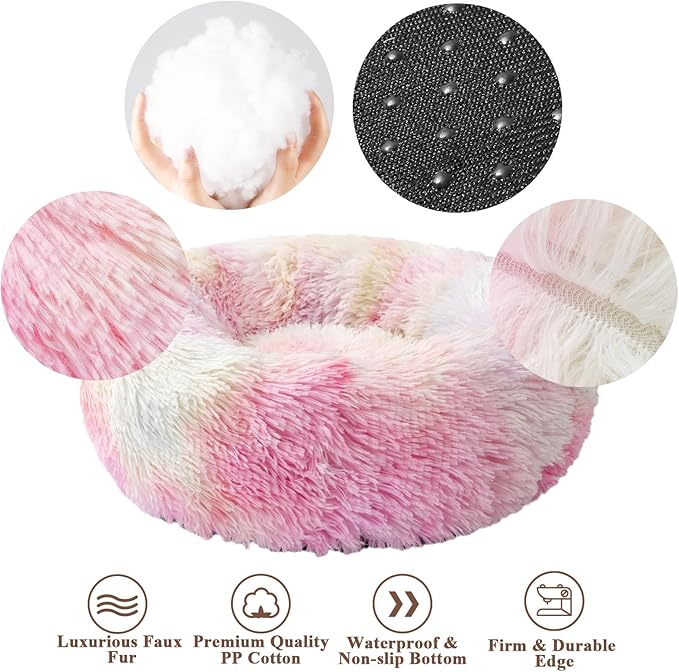 Aurako Cat Bed Dog Bed Round Cushion Pet 20" Iridescent