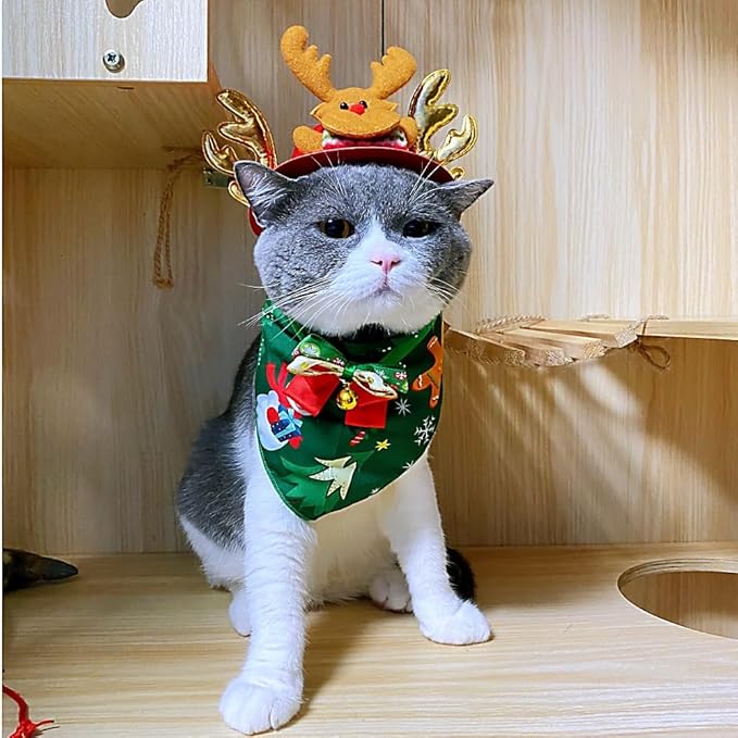 Christmas Costume for Pet Merry Christmas Bandanna Christmas Hat for Dog Cat Christmas Bandanna (Small)