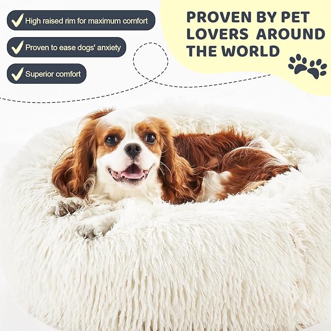 Calming Dog Bed for Small Dogs 20", Pearl