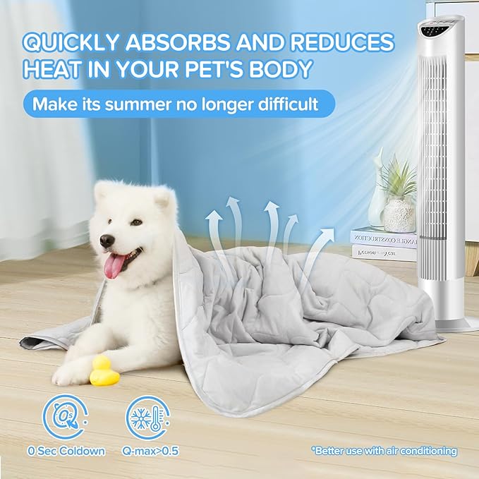 Rywell Cooling Mat for Dogs Q-Max>0.5, Durable&Versatile Scratches&Chewing,40 * 60IN Washable