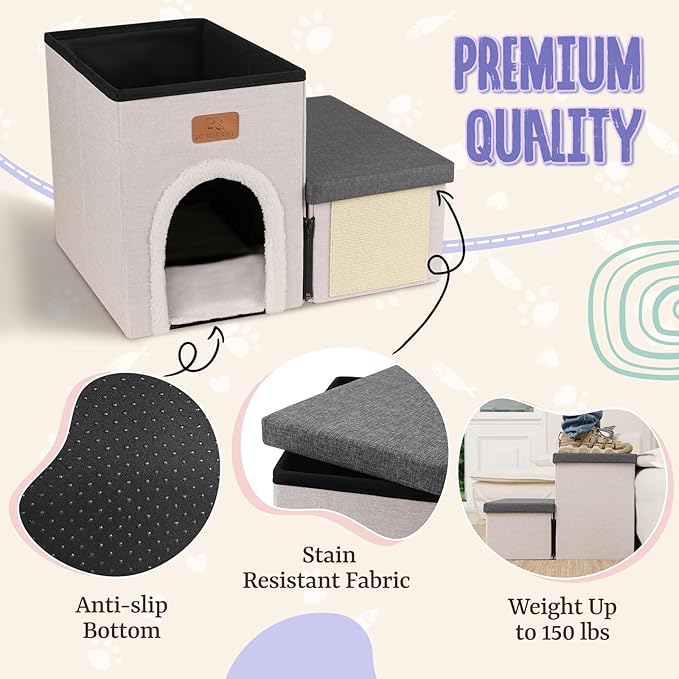 downluxe Dog Stairs for Small Dogs (2-Step Pet