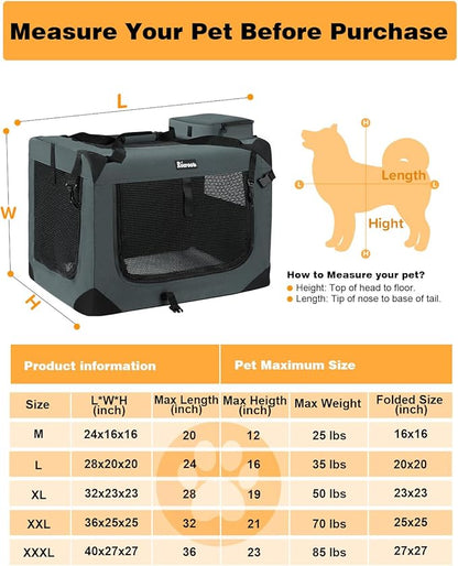 Extra Large Dog Crate with 2 Foldable Bowl 28 Inch (28" L 20" W 20" H,