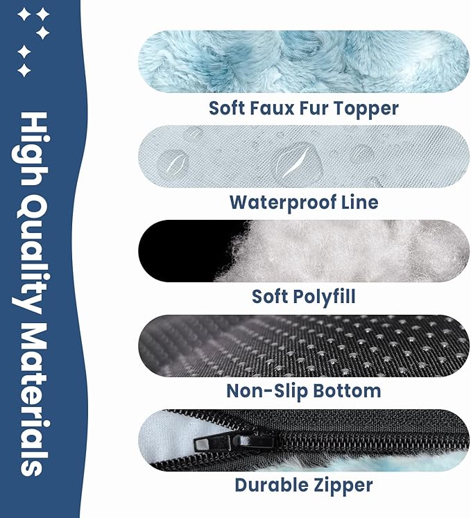 Washable Dog Bed Deluxe Breeds.35 * 23",Blue