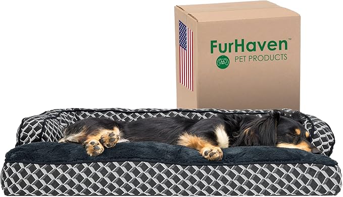 Furhaven Pillow Dog Bed for Medium/Small Dogs w/ Removable Bolsters & Washable Cover
