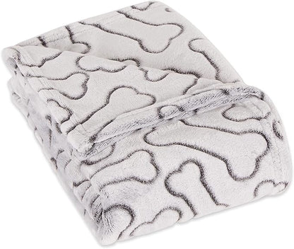 Bone Dry Embossed Bone Print Pet Blanket 36x48, Black