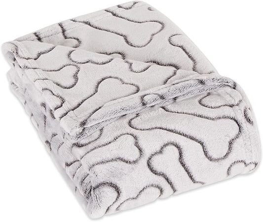 Bone Dry Embossed Bone Print Pet Blanket 36x48, Black
