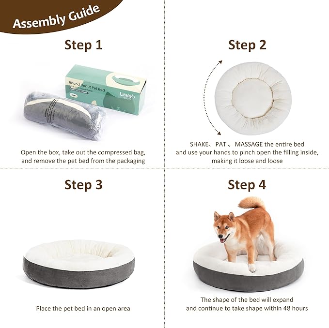 Love's cabin Round Donut Cat and Dog Cushion Bed 30in Pet