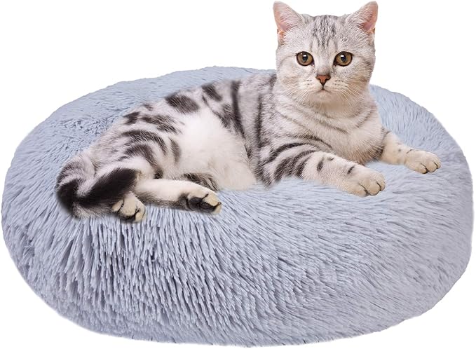 Aurako Cat Bed Dog Bed Round Cushion Pet 16" Light
