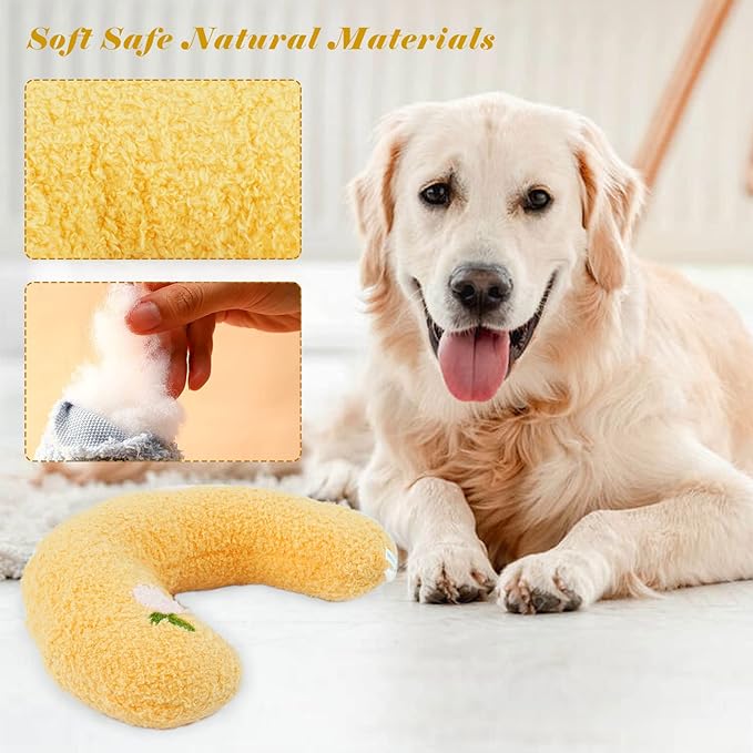 Dog Pillow Bed, Cat Calming Pillow, Dog Neck Pillow for Joint Relief Sleeping, Ultra Soft Half Donut Cuddler, Pillow Pet for Upper Spine Support, Doggy/Kitten Pillow Training Toy，Yellow