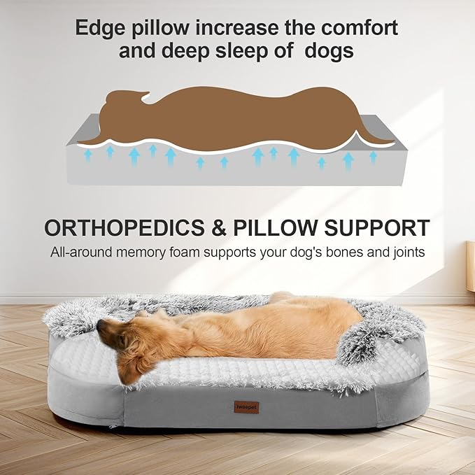 3.7 inch Thickened Orthopedic Dog Beds for Large Dogs 28D Egg-Crate