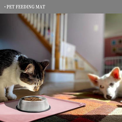 Reopet Waterproof Pet Feeding Mat with High Raised Edges, Heavier and Thicker Placemats for Cat Dog Water Bowl, BPA Free Silicone Feeding Mat, Dog Cat Feeding Mats for Food and Water Prevent Spill