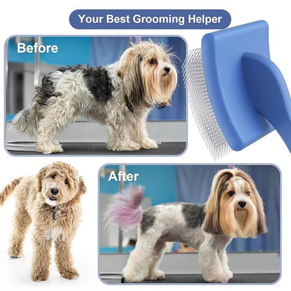 Slicker Brush for Dogs,Large Dog Brush for Grooming, Doodles Brush for Poodles, Goldendoodles and Labradoodles,Easy to Remove Tangles, Mats and Fluff- Blue