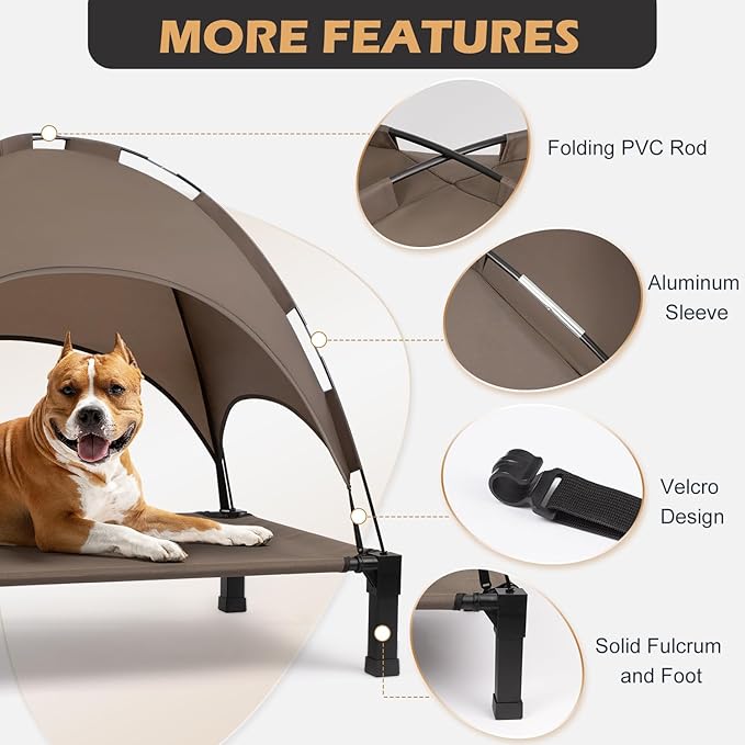 Heeyoo Elevated Dog Bed with Canopy