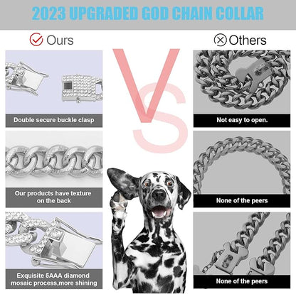 Dog Chain Silver Cuban Collars 22inch)