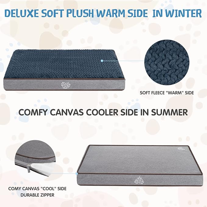 VANKEAN Dog Bed Soft Crate Pad Mat Reversible Cool & Warm
