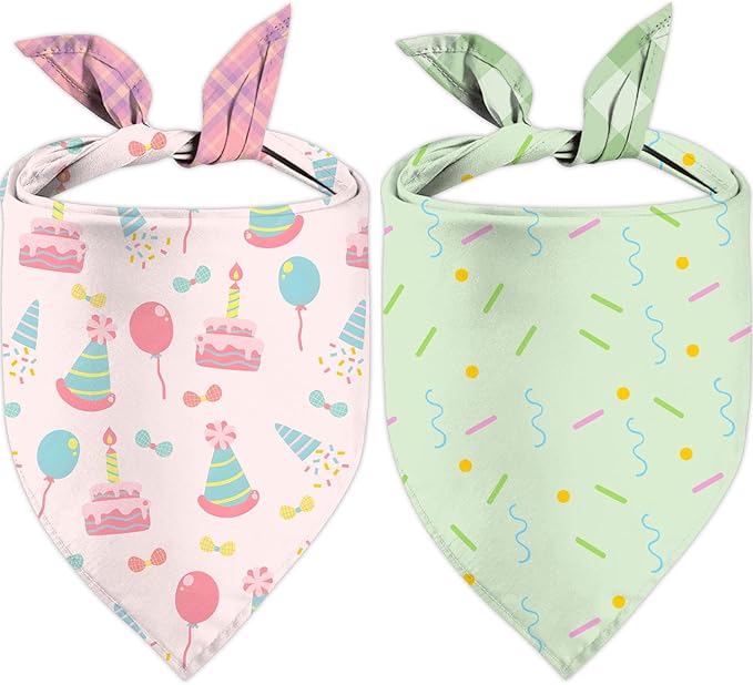 Birthday Dog Bandanas Reversible Large 2 Pack