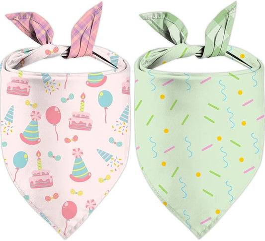 Birthday Dog Bandanas Reversible Large 2 Pack