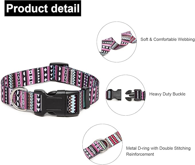 Adjustable Dog Collar with Patterns