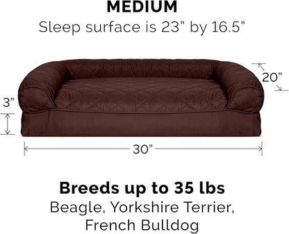 Furhaven Pillow Dog Bed for Medium/Small Dogs w/ Removable Bolsters & Washable Cover 30.0"L x 20.0"W x 6.3"Th