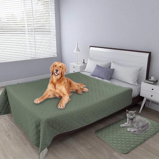 Easy-Going 100% Waterproof Dog Bed Cover, Non-Slip Pet Blanket for Furniture, Washable Couch Cover, Repleasement Sofa Cover (68x82 in,Greyish Green)