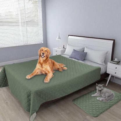 Easy-Going 100% Waterproof Dog Bed Cover, Non-Slip Pet Blanket for Furniture, Washable Couch Cover, Repleasement Sofa Cover (86x82 in,Greyish Green)