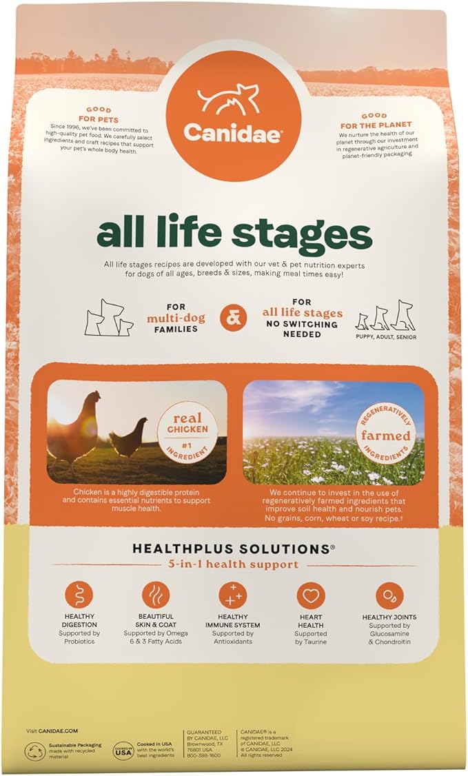 Canidae All Life Stages Real Chicken & Potato Recipe – High Protein and Grain-Free Premium Dry Dog Food for All Ages, Breeds, and Sizes– 24 lbs.