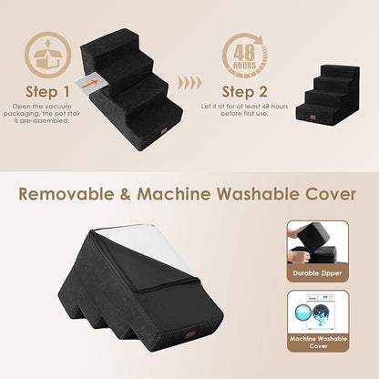 EHEYCIGA Dog Stairs for Bed 18”H 4-Step Dog