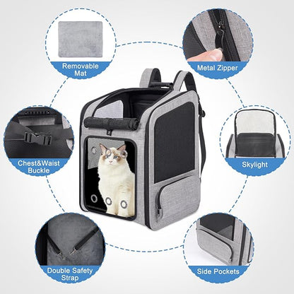 Extra Large Pet Carrier Backpack Cats Under 30 Lbs, for Dogs Puppies Rabbits Other Animals Under 25 Lbs, Ventilated Design, Great for Travel/Hiking/Outdoor Use