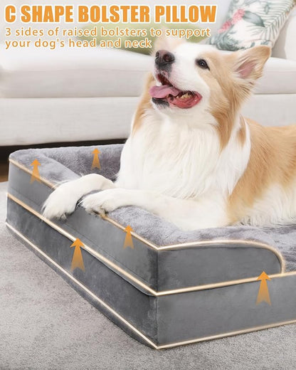 Orthopedic Dog Bed Medium Size Dog Waterproof Dog Beds with Sides Non-Slip Bottom Dog Couch Bed with Washable Removable Cover 36x27inch