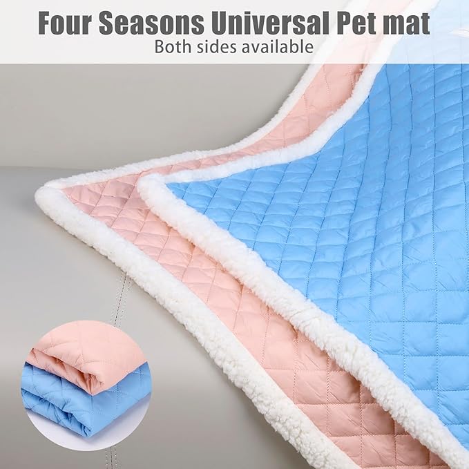 Acaba Dog Blanket for Floor Dog Dog Mat Dog Bed Mat for Floor Dog Bed Cooling Mat Warming Mat Ultra Soft Pet Bed Reversible (Cool & Warm) Dog Bed Pad with Machine Washable Blue(L)