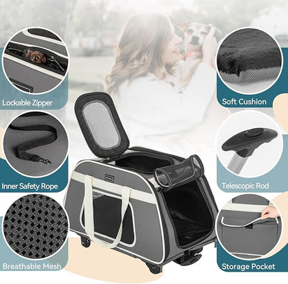 Petsfit Pet Carrier with Removable Wheels