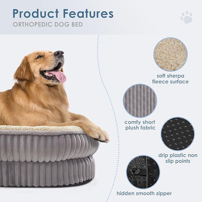 Orthopedic Dog Bed for Puppy Dog and Cat 4-Sided Bolster 20 x 19 Inch,