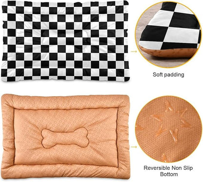 Checkerboard Pet Bed Pad Soft Dog Bed Mat with Anti-Slip Bottom 36'' x 24''