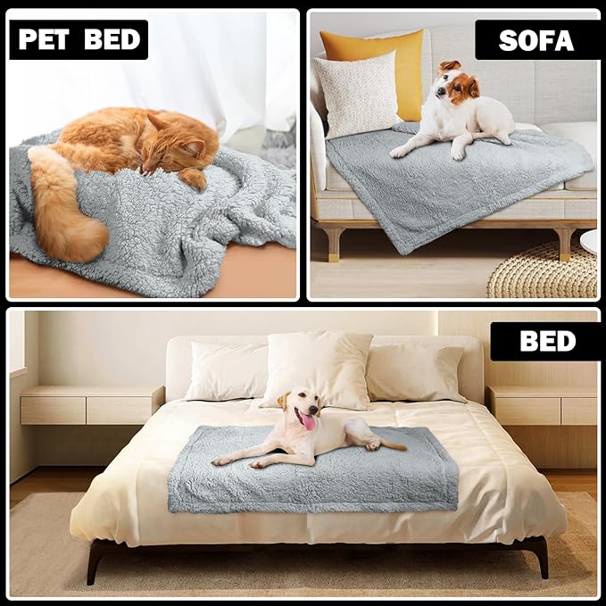 furrybaby Dog Blanket Soft Dog Blankets for Large Dogs Puppy Essentials Washable Fluffy Sherpa Fleece Cat Blanket 41x65 Inches for Bed Furniture Couch Sofa (Double-Layer X Large
