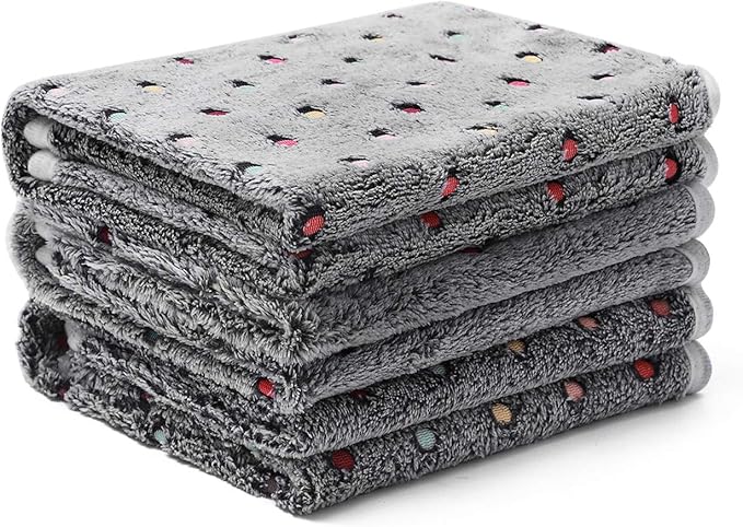 Luciphia 1 Pack 3 Blankets Super Soft Cute Dot Pattern Pet Blanket Flannel Throw for Dog Puppy Cat Dot Large(41x31), Grey