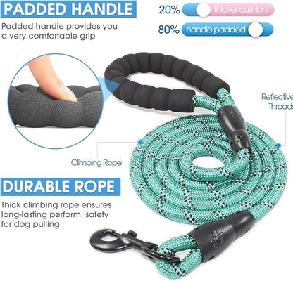 BAAPET 2/4/5/6 FT Dog Leash with Comfortable Padded Handle and Highly Reflective Threads for Small Medium and Large Dogs (5FT-1/2''