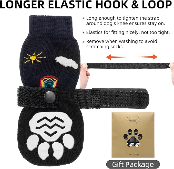 PUPTECK 2 Pairs Anti-Slip Dog Grip Socks for Hot/Cold Pavement