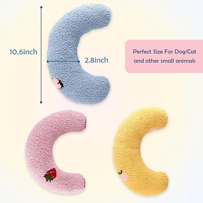 Dog Pillow Bed, Cat Calming Pillow, Dog Neck Pillow for Joint Relief Sleeping, Ultra Soft Half Donut Cuddler, Pillow Pet for Upper Spine Support, Doggy/Kitten Pillow Training Toy, 3Pack