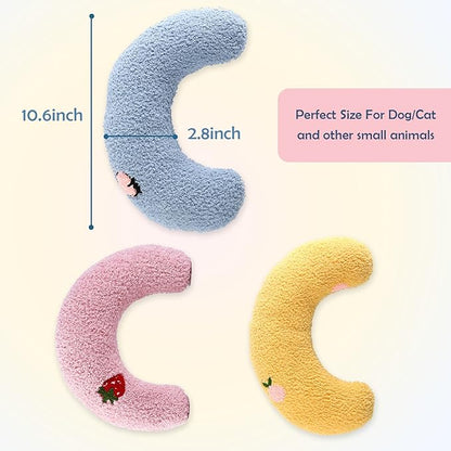 Dog Pillow Bed, Cat Calming Pillow, Dog Neck Pillow for Joint Relief Sleeping, Ultra Soft Half Donut Cuddler, Pillow Pet for Upper Spine Support, Doggy/Kitten Pillow Training Toy, 3Pack